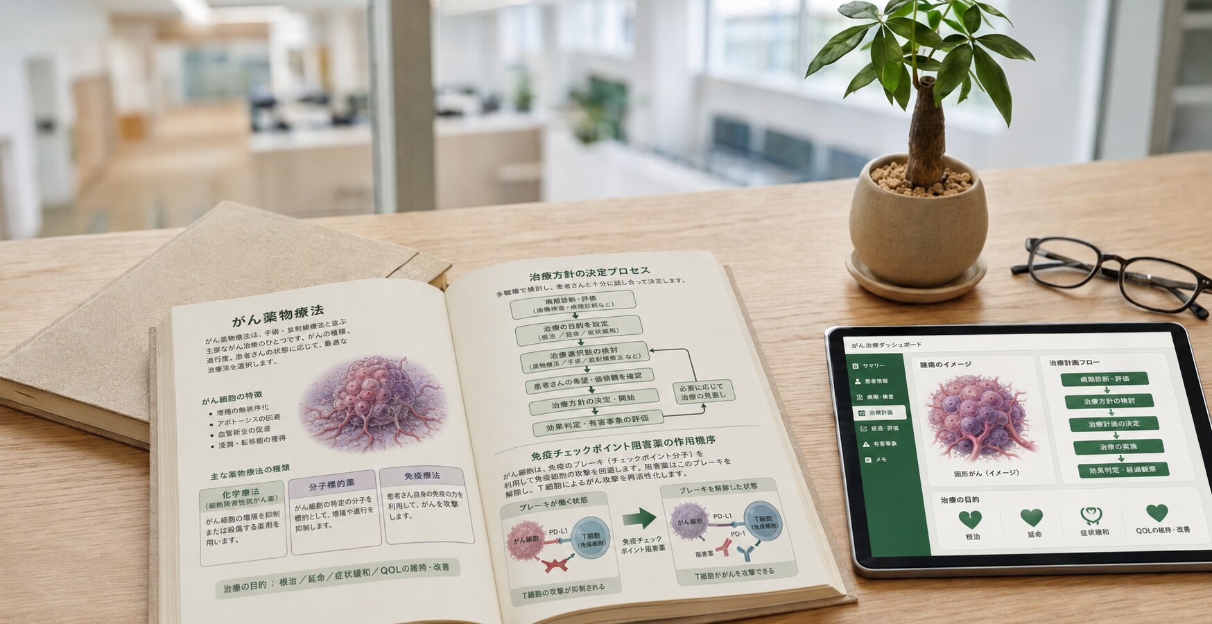 Oncology textbook and treatment planning tablet